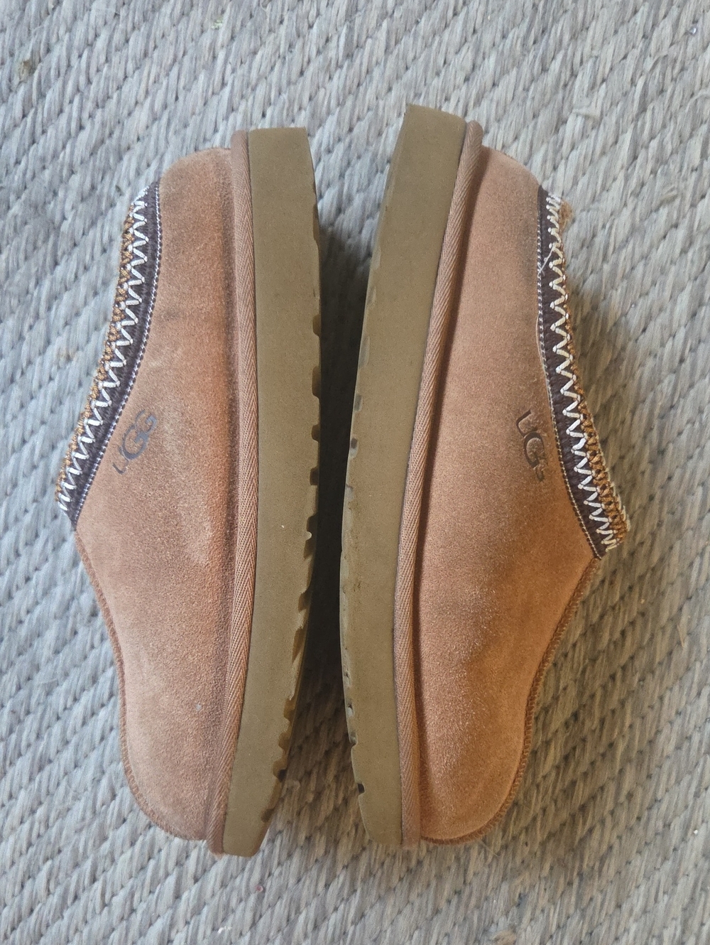 Ugg Chestnut Suede Slip-On Slippers Shearling Lining 9W - Picture 4 of 5